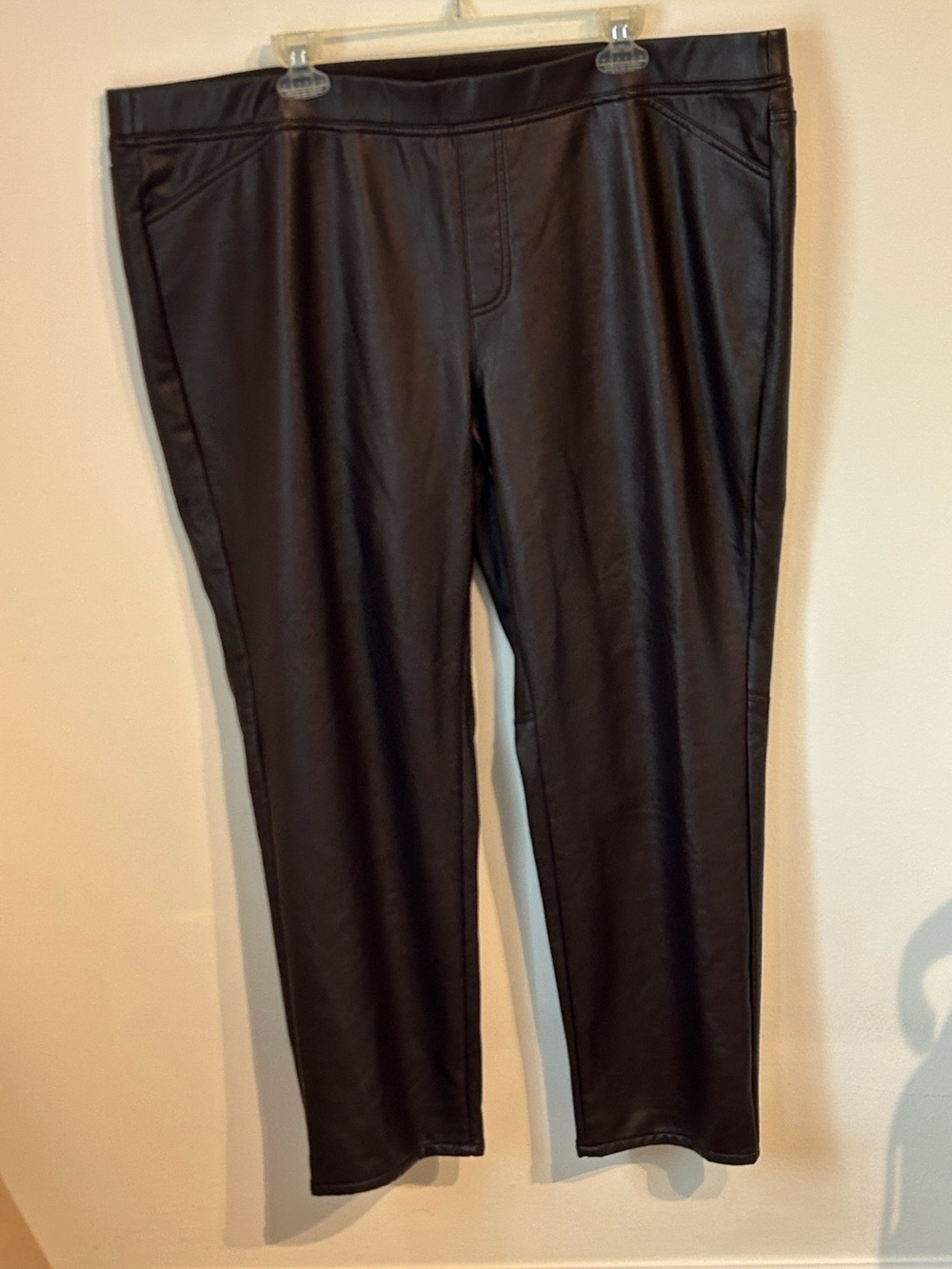 J. Jill Women 3X Plus Faux Leather Pull On Stretch Pants Dark Brown Raisin